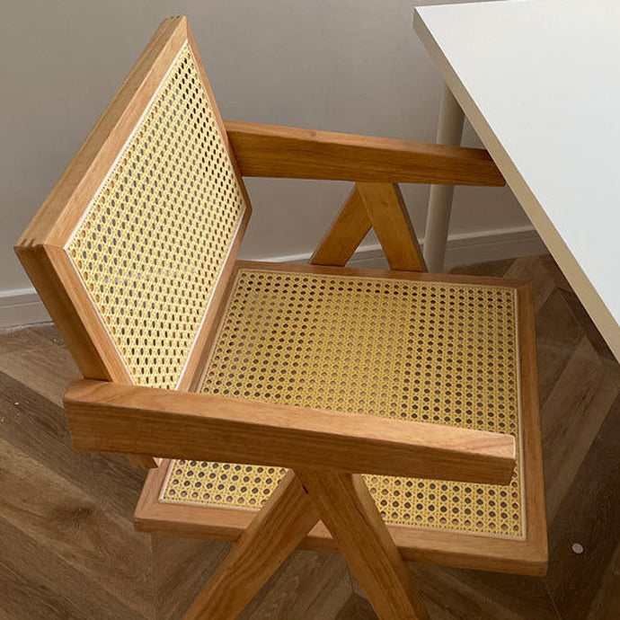 Contemporary Solid Wood Dining Room Chair Set Open Back Dining Arm Chair