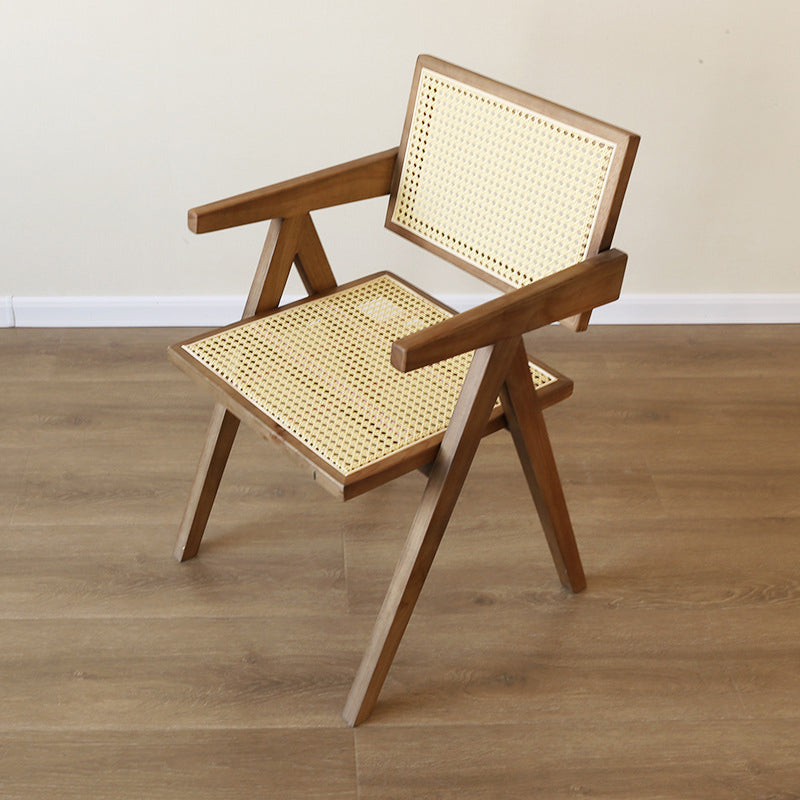 Contemporary Solid Wood Dining Room Chair Set Open Back Dining Arm Chair