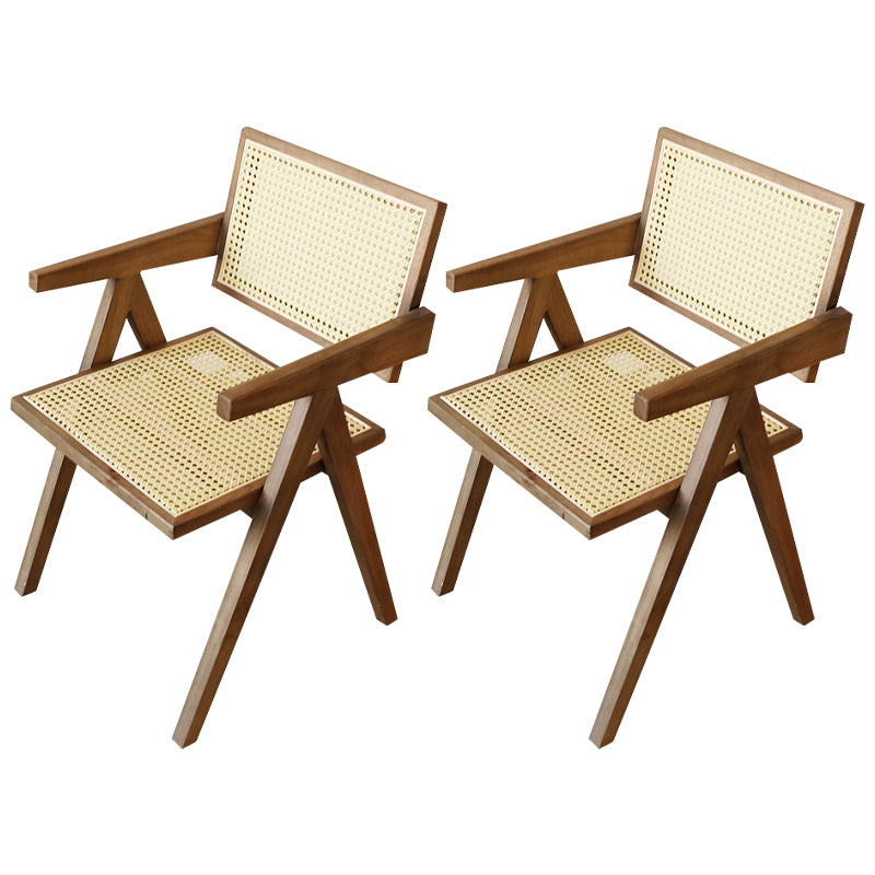 Contemporary Solid Wood Dining Room Chair Set Open Back Dining Arm Chair