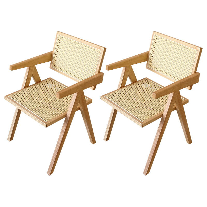 Contemporary Solid Wood Dining Room Chair Set Open Back Dining Arm Chair