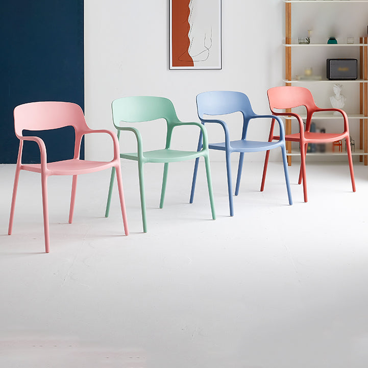 Plastic Stackable Dining Chair Contemporary Design Multicolor Arm Chair