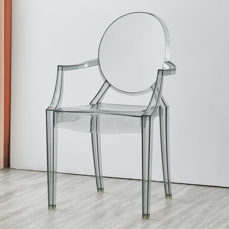 Chaise de salle à manger contemporaine en plastique, chaise latérale à dossier ouvert avec 4 pieds pour usage domestique
