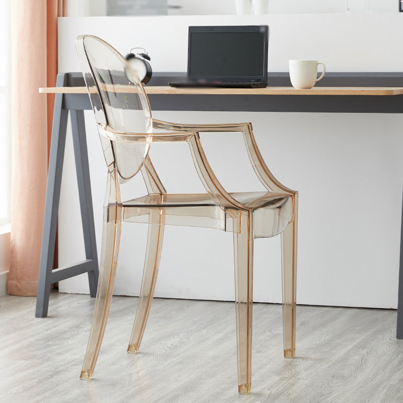 Chaise de salle à manger contemporaine en plastique, chaise latérale à dossier ouvert avec 4 pieds pour usage domestique