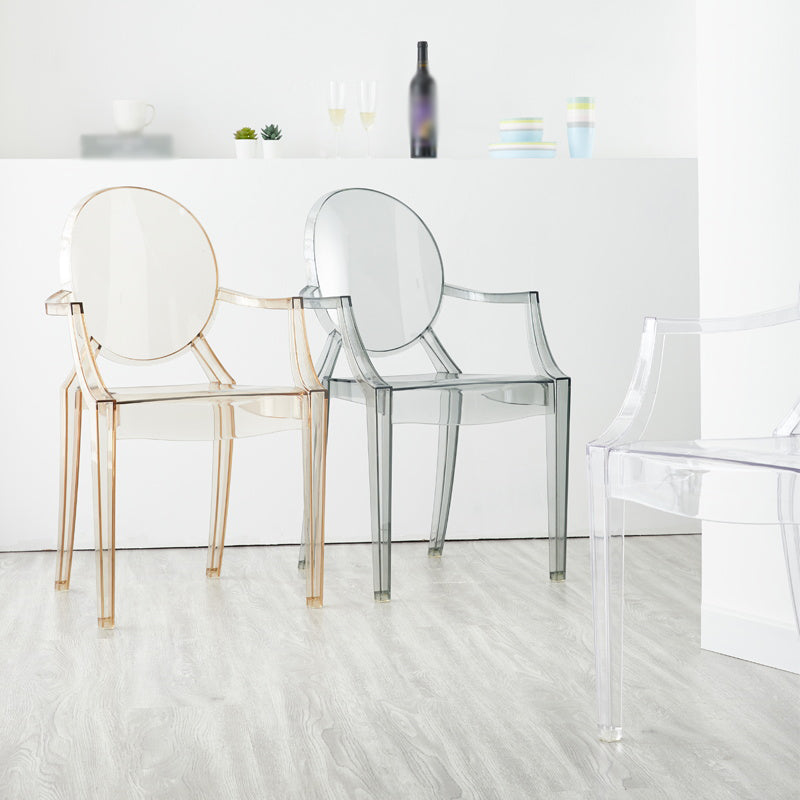 Chaise de salle à manger contemporaine en plastique, chaise latérale à dossier ouvert avec 4 pieds pour usage domestique
