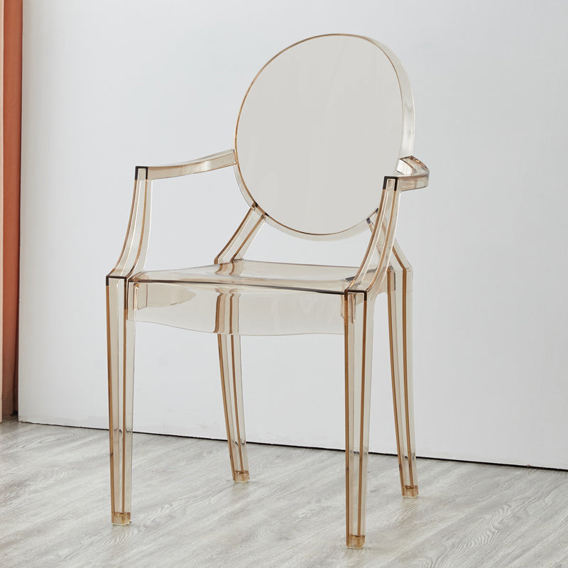 Chaise de salle à manger contemporaine en plastique, chaise latérale à dossier ouvert avec 4 pieds pour usage domestique
