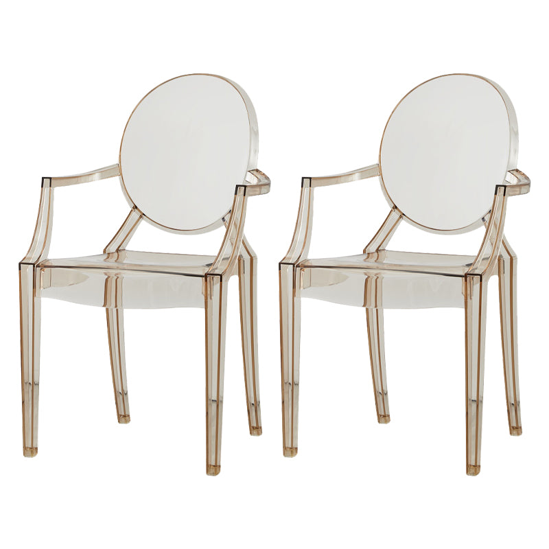 Chaise de salle à manger contemporaine en plastique, chaise latérale à dossier ouvert avec 4 pieds pour usage domestique