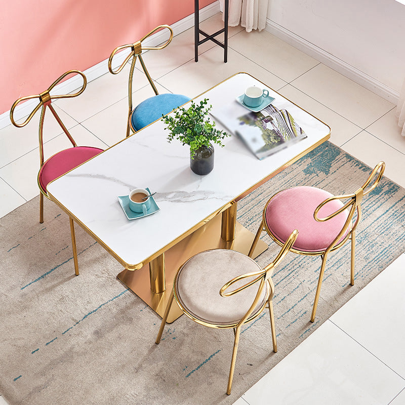 Chaise d'appoint en métal de style Glam, chaise de salle à manger à dossier ouvert avec pieds dorés pour un usage domestique