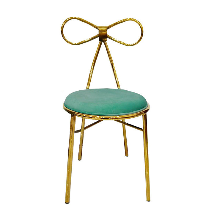 Chaise d'appoint en métal de style Glam, chaise de salle à manger à dossier ouvert avec pieds dorés pour un usage domestique