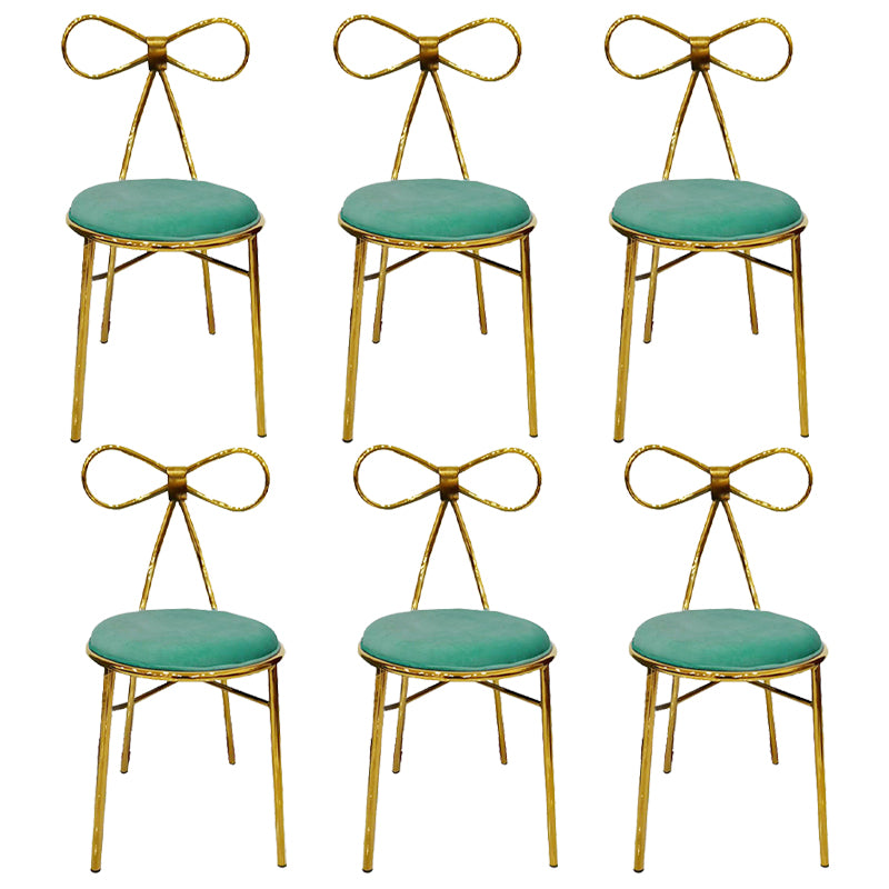 Chaise d'appoint en métal de style Glam, chaise de salle à manger à dossier ouvert avec pieds dorés pour un usage domestique