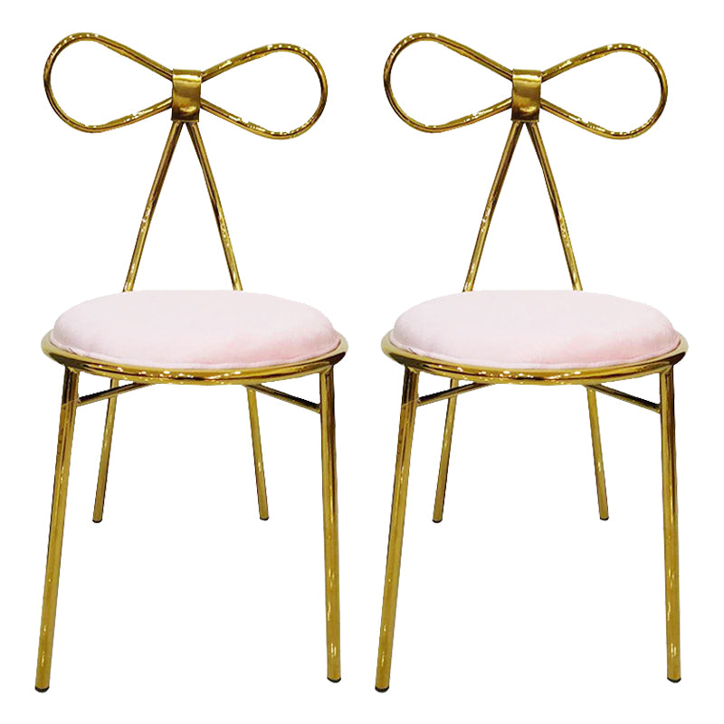 Chaise d'appoint en métal de style Glam, chaise de salle à manger à dossier ouvert avec pieds dorés pour un usage domestique