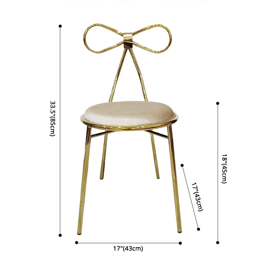 Chaise d'appoint en métal de style Glam, chaise de salle à manger à dossier ouvert avec pieds dorés pour un usage domestique