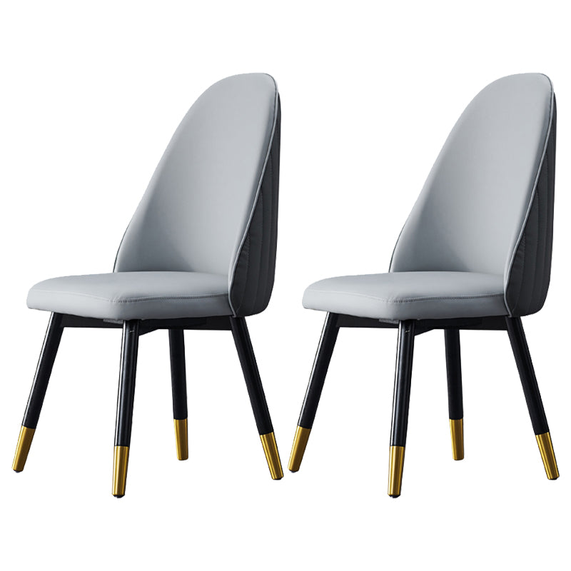 Nordic Glam Style Leather Dining Chair Parsons Chair with Wooden Legs for Kitchen