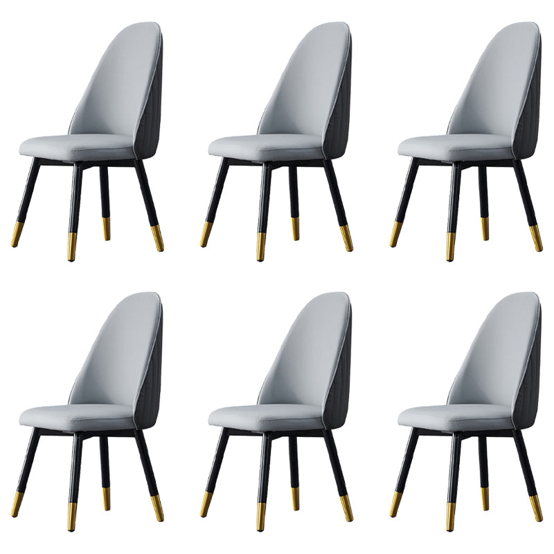 Nordic Glam Style Leather Dining Chair Parsons Chair with Wooden Legs for Kitchen