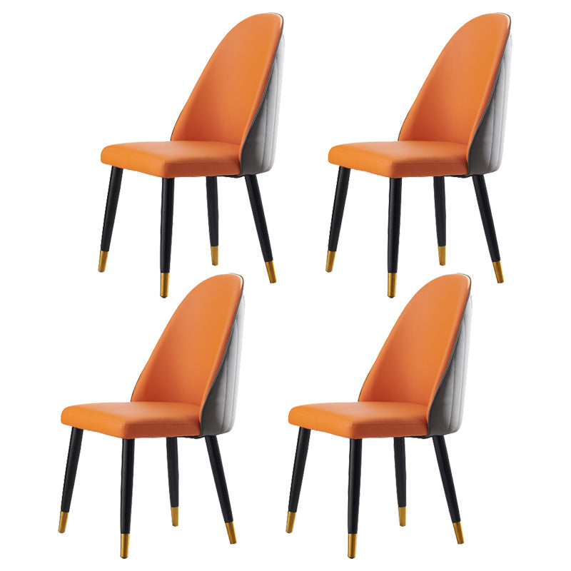 Nordic Glam Style Leather Dining Chair Parsons Chair with Wooden Legs for Kitchen