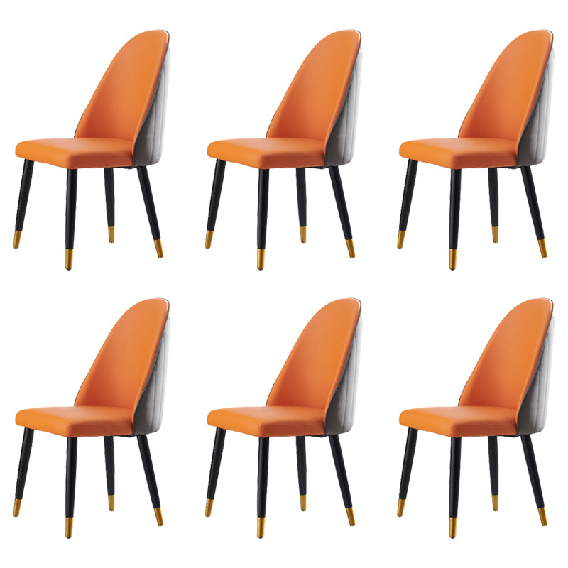 Nordic Glam Style Leather Dining Chair Parsons Chair with Wooden Legs for Kitchen