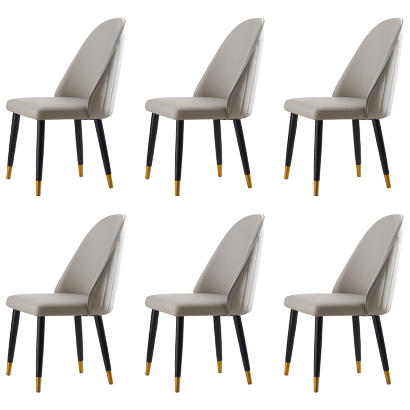 Nordic Glam Style Leather Dining Chair Parsons Chair with Wooden Legs for Kitchen