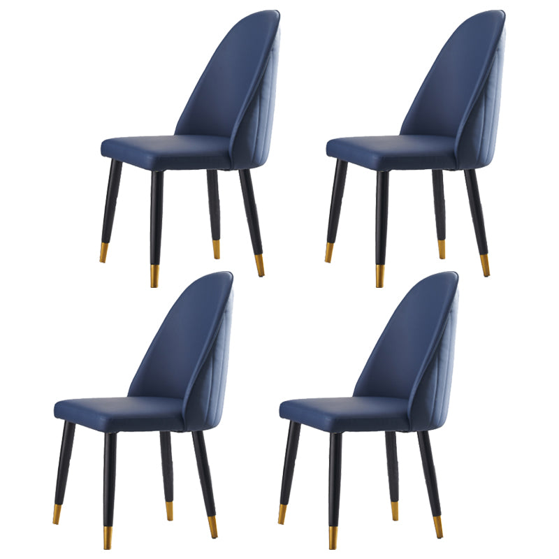 Nordic Glam Style Leather Dining Chair Parsons Chair with Wooden Legs for Kitchen