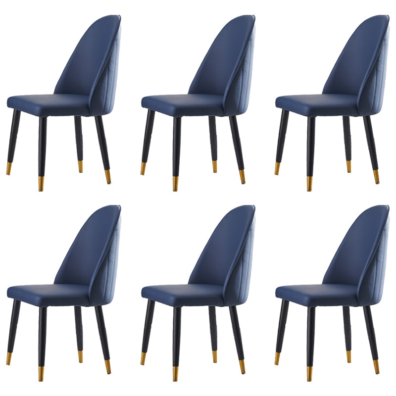 Nordic Glam Style Leather Dining Chair Parsons Chair with Wooden Legs for Kitchen