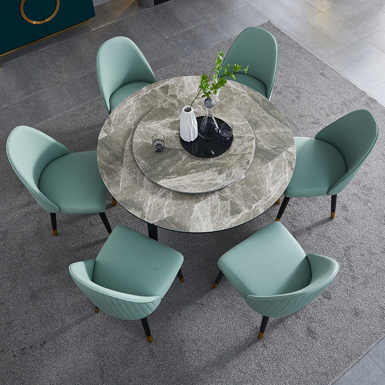 Nordic Glam Style Leather Dining Chair Parsons Chair with Wooden Legs for Kitchen