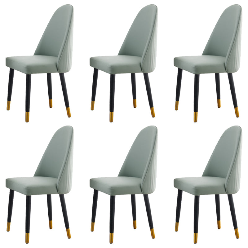 Nordic Glam Style Leather Dining Chair Parsons Chair with Wooden Legs for Kitchen