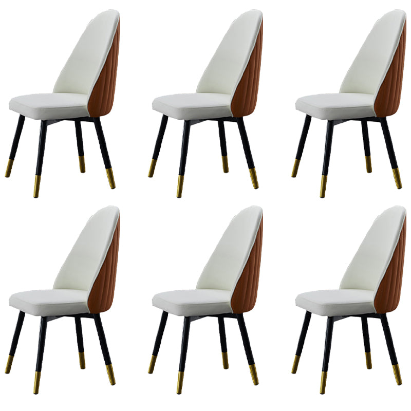 Nordic Glam Style Leather Dining Chair Parsons Chair with Wooden Legs for Kitchen