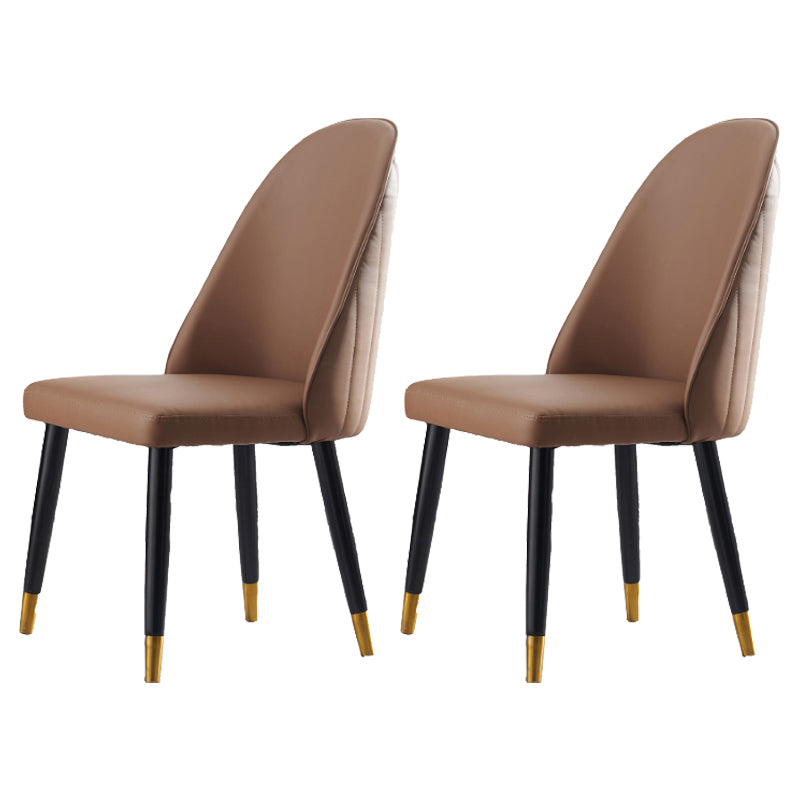 Chaise de salle à manger en cuir de Style Glam nordique, chaise Parsons avec pieds en bois pour la cuisine