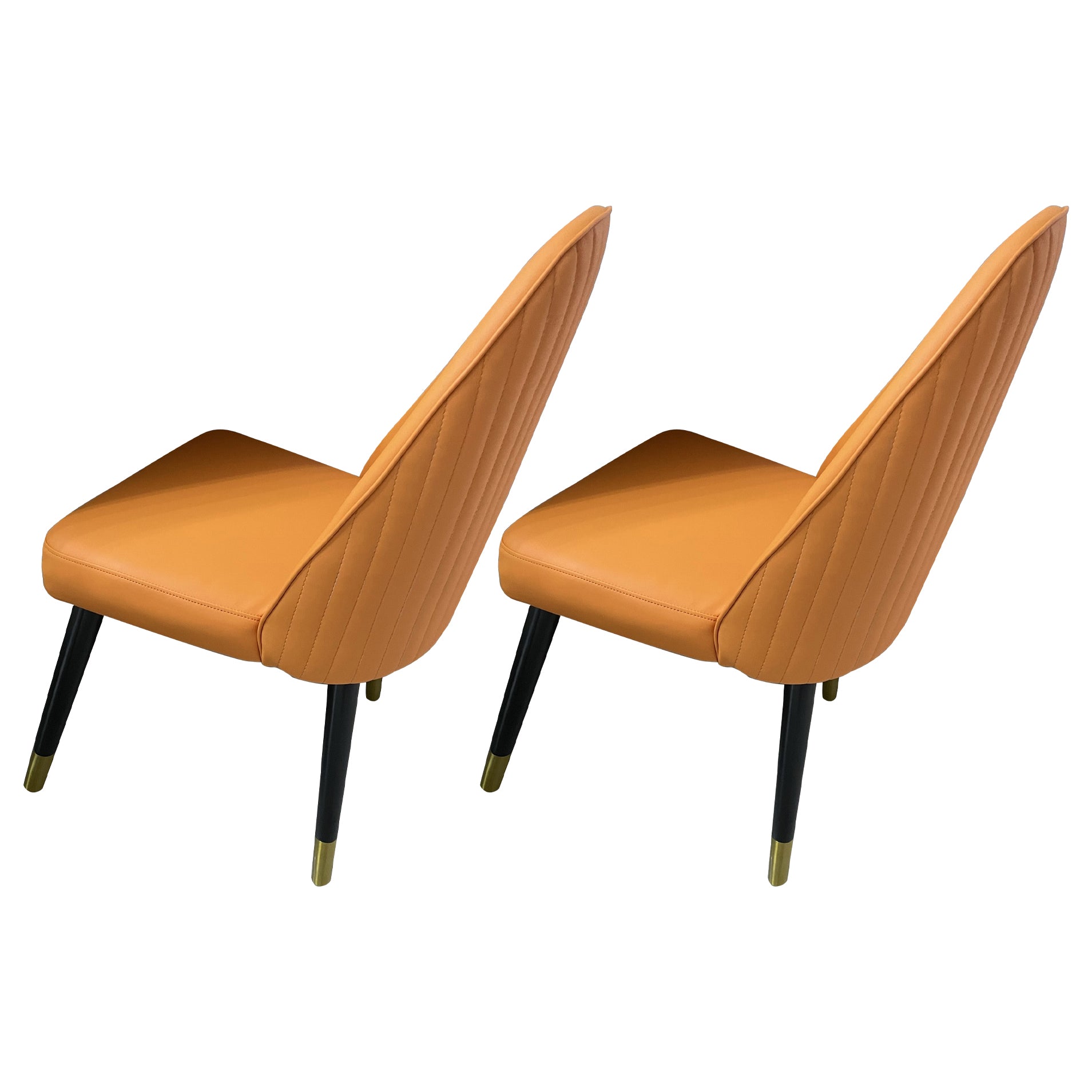 Nordic Glam Style Leather Dining Chair Parsons Chair with Wooden Legs for Kitchen