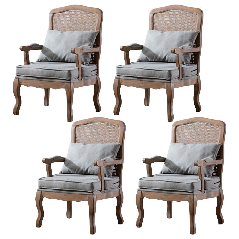 Country Style Dining Arm Chair Solid Back Chair with 4 Wood Legs for Home Use