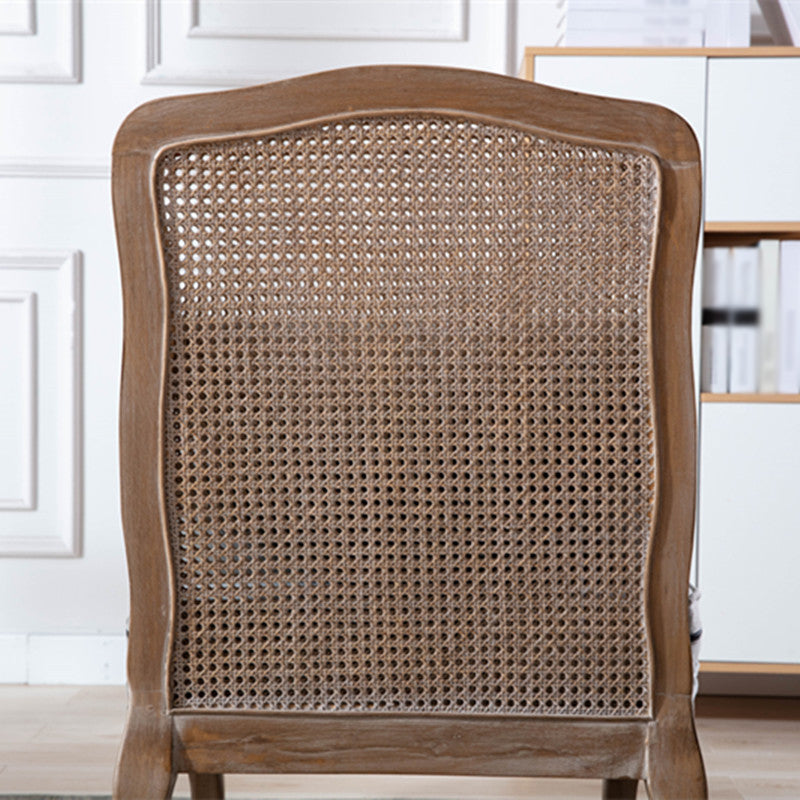Country Style Dining Arm Chair Solid Back Chair with 4 Wood Legs for Home Use