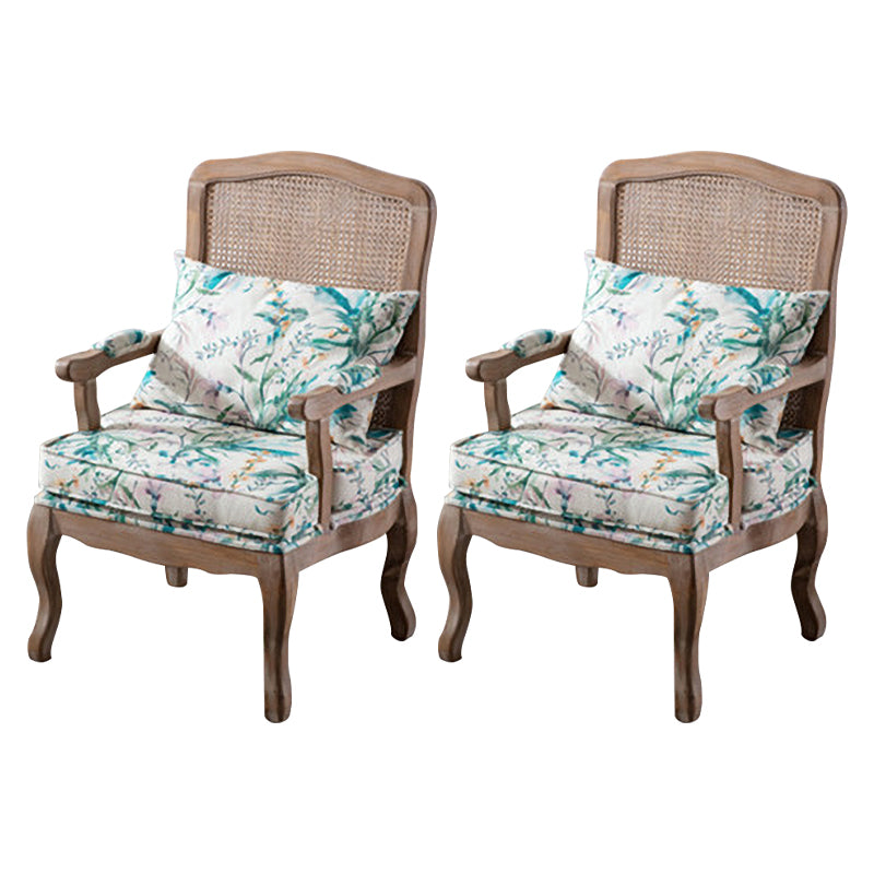 Country Style Dining Arm Chair Solid Back Chair with 4 Wood Legs for Home Use