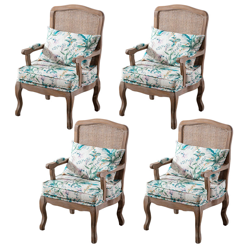 Country Style Dining Arm Chair Solid Back Chair with 4 Wood Legs for Home Use