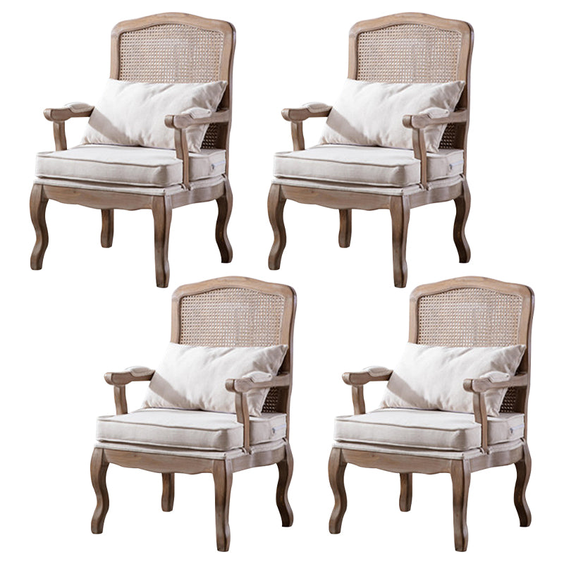 Country Style Dining Arm Chair Solid Back Chair with 4 Wood Legs for Home Use