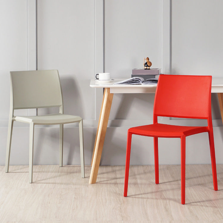 Nordic Style Armless Plastic Dining Room Chairs Open Back Dining Side Chair