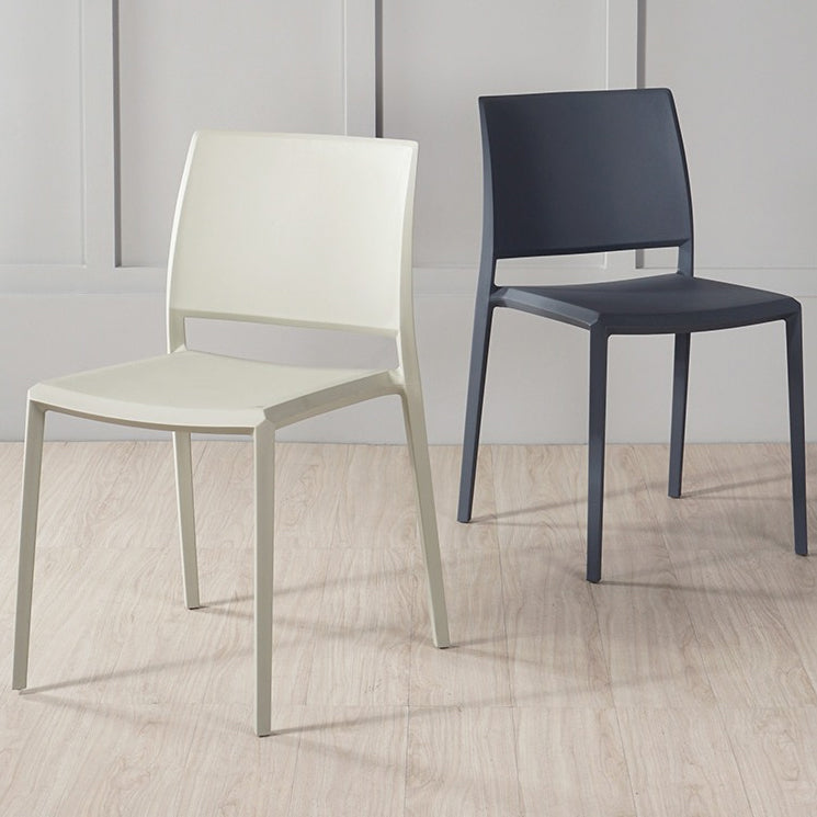 Nordic Style Armless Plastic Dining Room Chairs Open Back Dining Side Chair