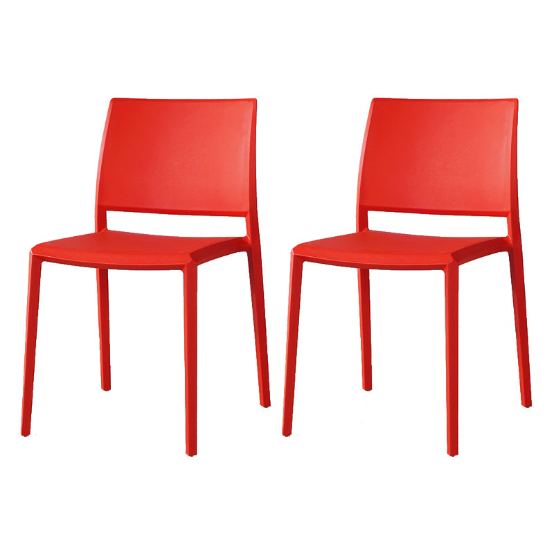 Nordic Style Armless Plastic Dining Room Chairs Open Back Dining Side Chair