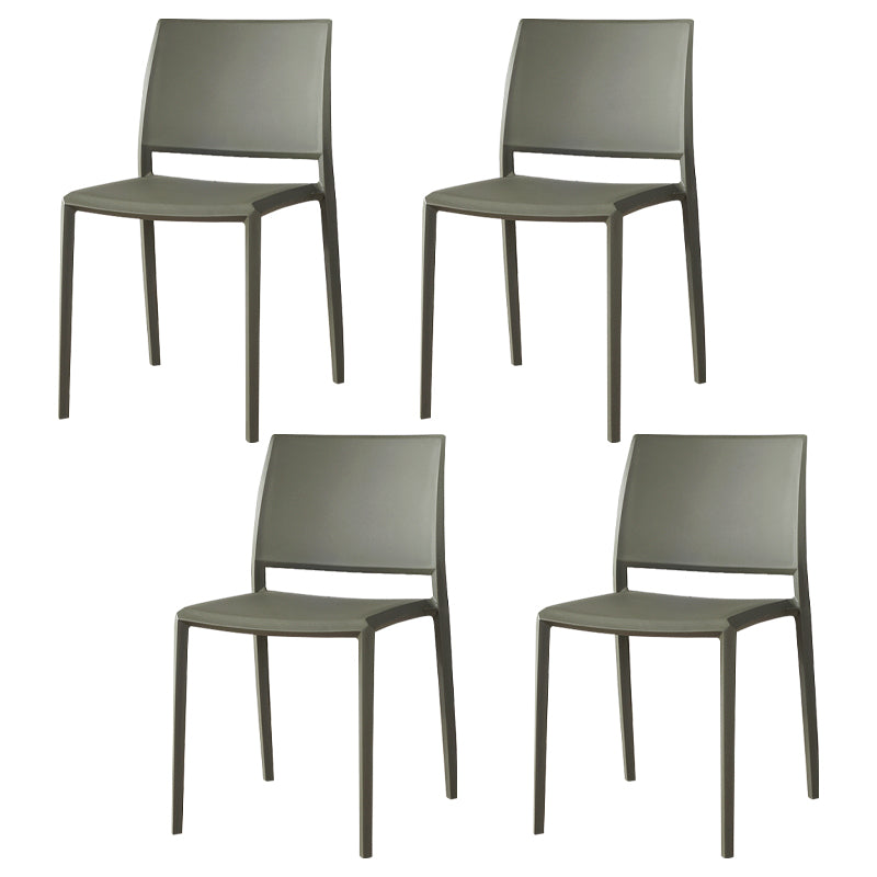 Nordic Style Armless Plastic Dining Room Chairs Open Back Dining Side Chair