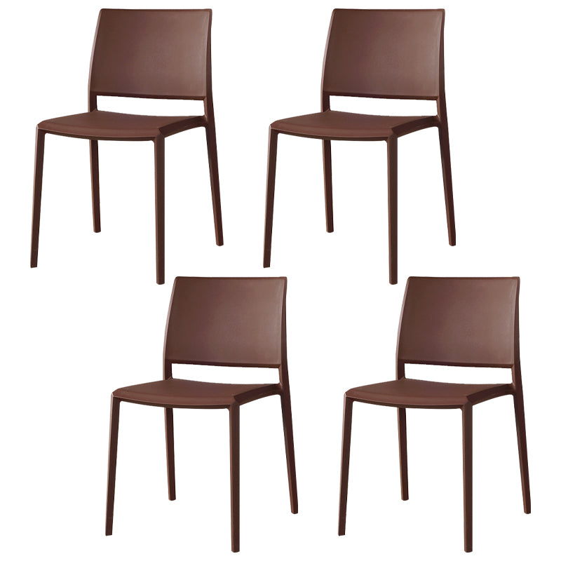 Nordic Style Armless Plastic Dining Room Chairs Open Back Dining Side Chair