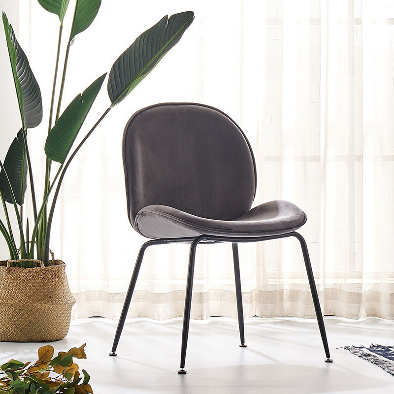 Upholstered Velvet Armless Dining Chairs Solid Back Side Chair with Metal Legs