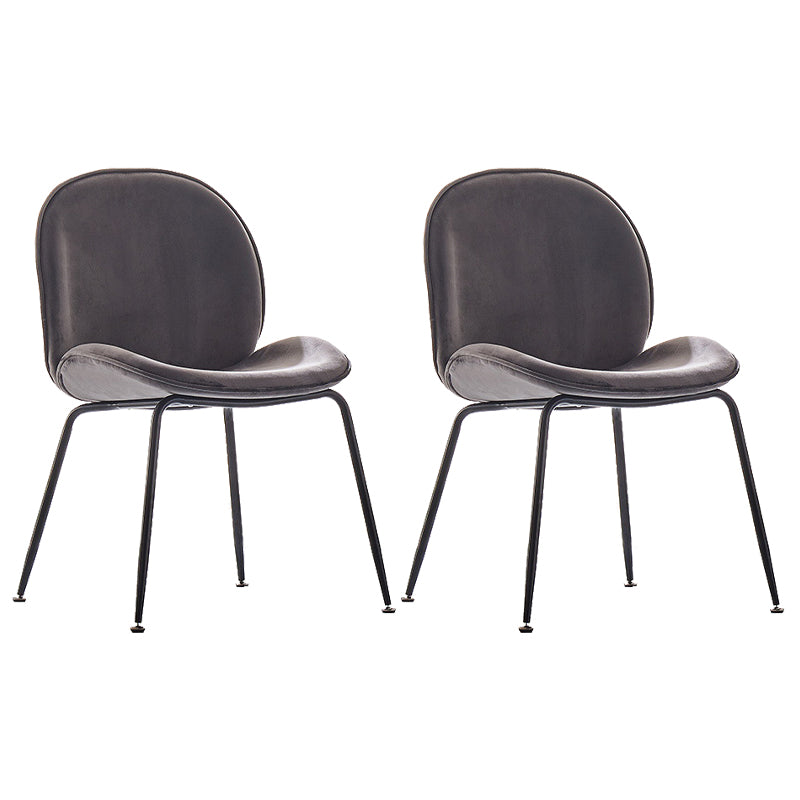 Upholstered Velvet Armless Dining Chairs Solid Back Side Chair with Metal Legs
