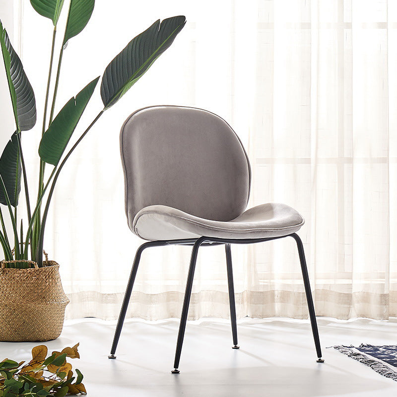 Upholstered Velvet Armless Dining Chairs Solid Back Side Chair with Metal Legs