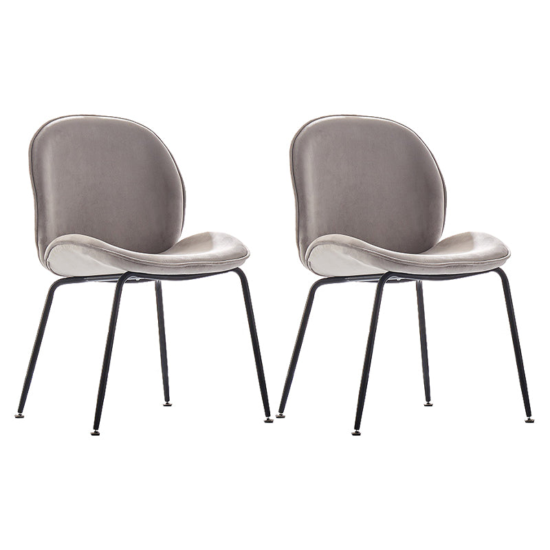 Upholstered Velvet Armless Dining Chairs Solid Back Side Chair with Metal Legs
