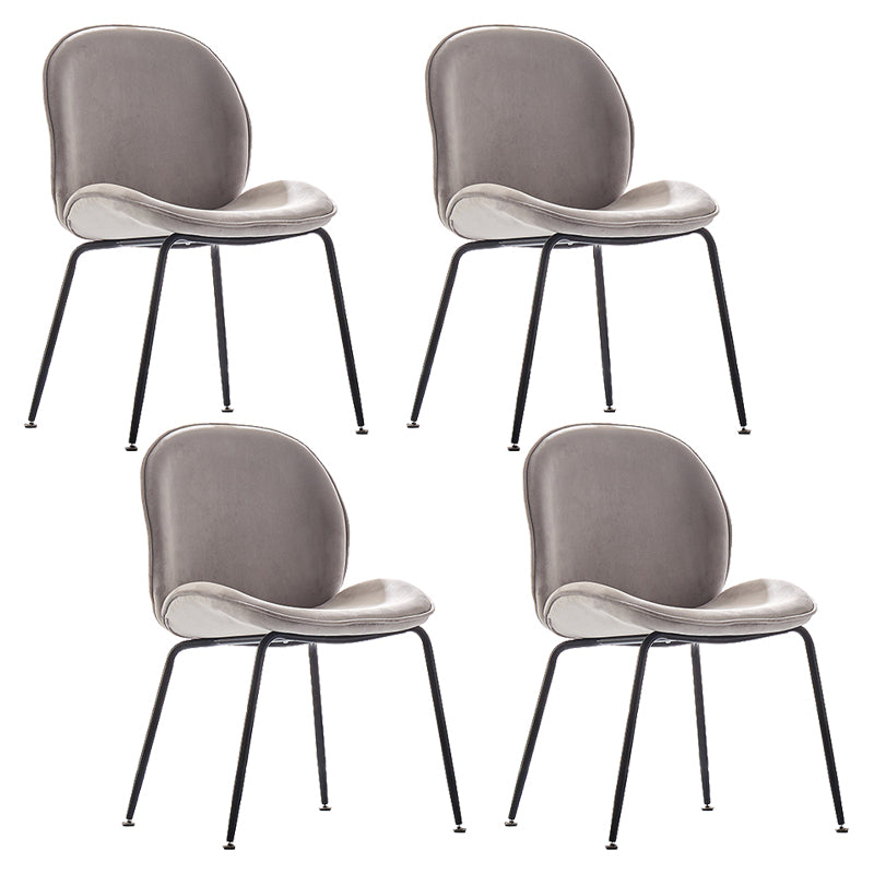 Upholstered Velvet Armless Dining Chairs Solid Back Side Chair with Metal Legs