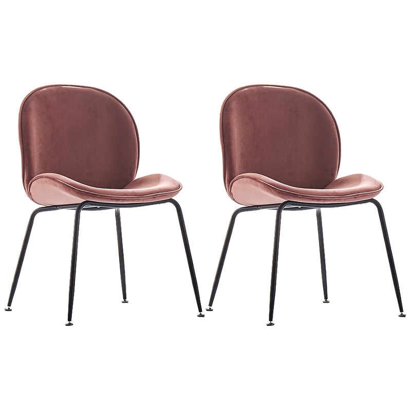 Upholstered Velvet Armless Dining Chairs Solid Back Side Chair with Metal Legs