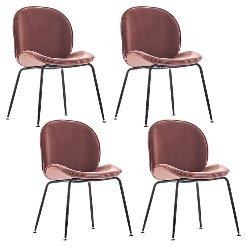 Upholstered Velvet Armless Dining Chairs Solid Back Side Chair with Metal Legs