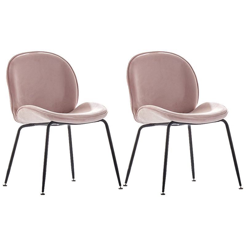 Upholstered Velvet Armless Dining Chairs Solid Back Side Chair with Metal Legs