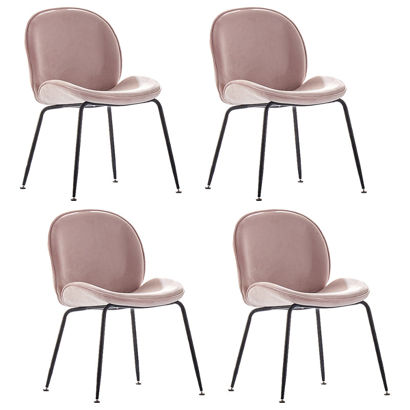 Upholstered Velvet Armless Dining Chairs Solid Back Side Chair with Metal Legs