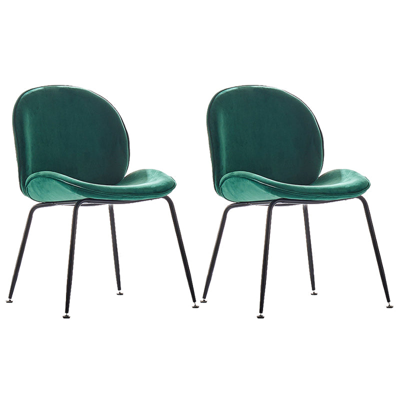 Upholstered Velvet Armless Dining Chairs Solid Back Side Chair with Metal Legs