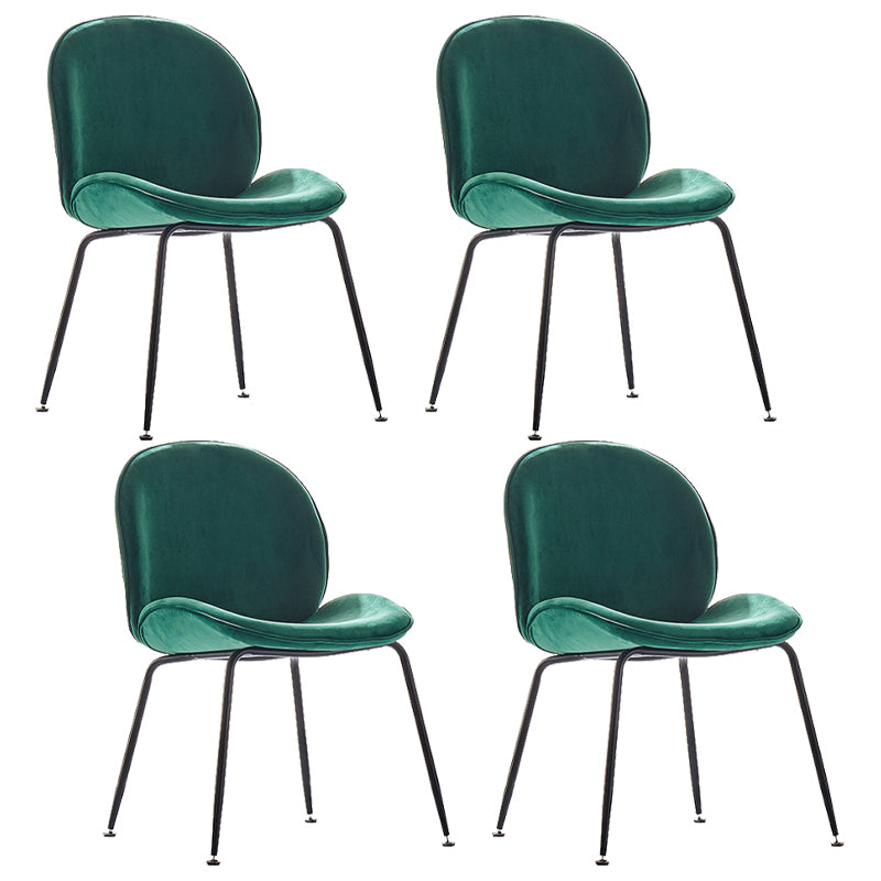Upholstered Velvet Armless Dining Chairs Solid Back Side Chair with Metal Legs