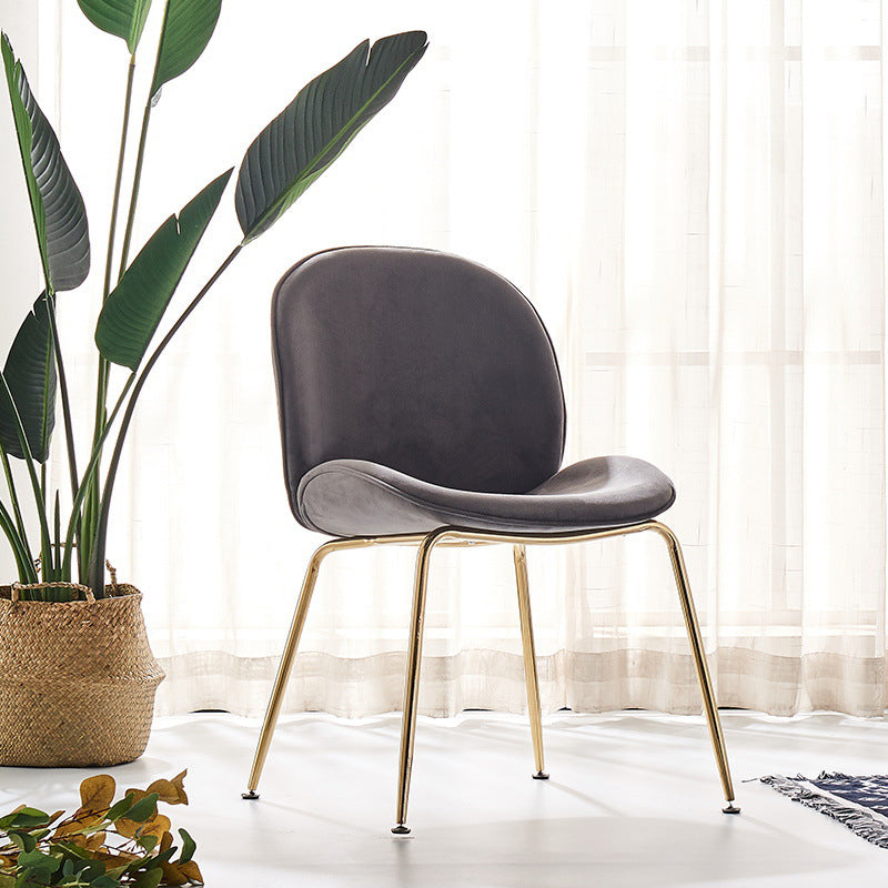 Upholstered Velvet Armless Dining Chairs Solid Back Side Chair with Metal Legs