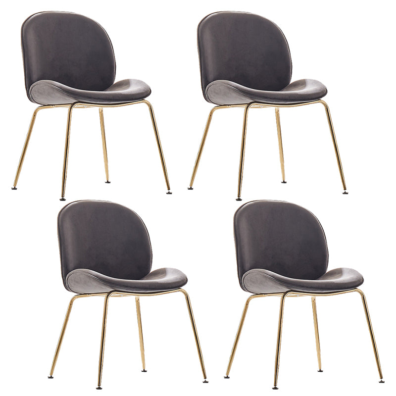 Upholstered Velvet Armless Dining Chairs Solid Back Side Chair with Metal Legs